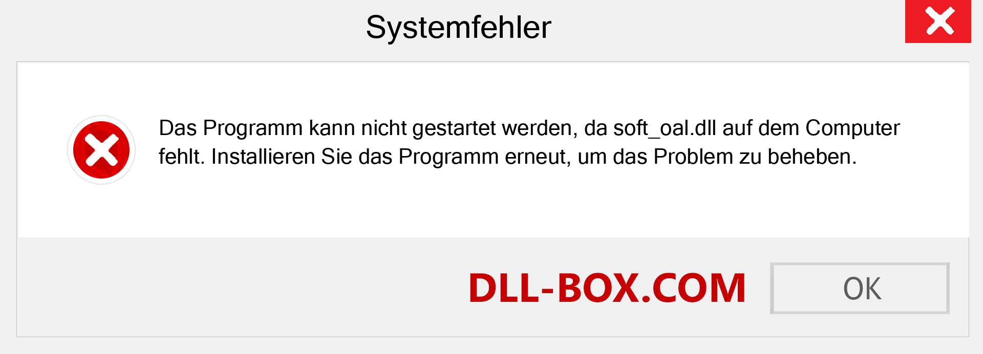 soft_oal.dll-Datei fehlt?. Download für Windows 7, 8, 10 - Fix soft_oal dll Missing Error unter Windows, Fotos, Bildern